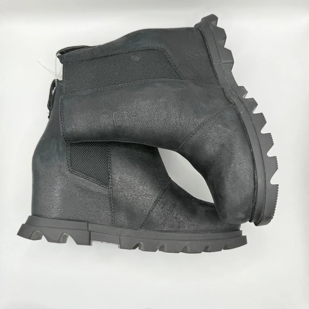 Sorel Joan of Arctic Wedge II Chelsea Boots Black Waterproof Suede Size 5